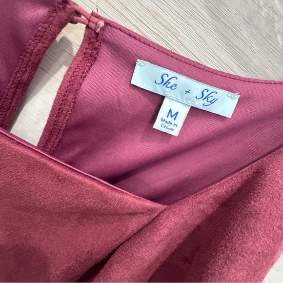 She + Sky burgundy faux suede flounce dress ❤️ - Picture 6 of 8